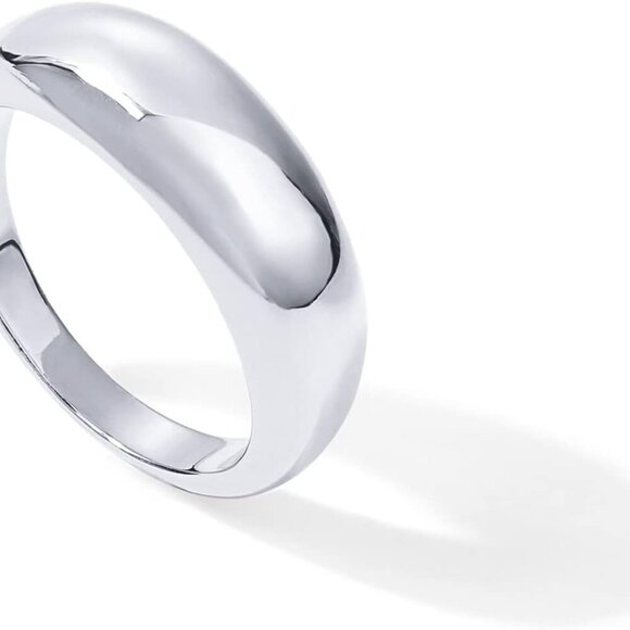 14K Gold Plated Chunky Dome Ring Stackable Signet for Women or Men - Picture 1 of 6